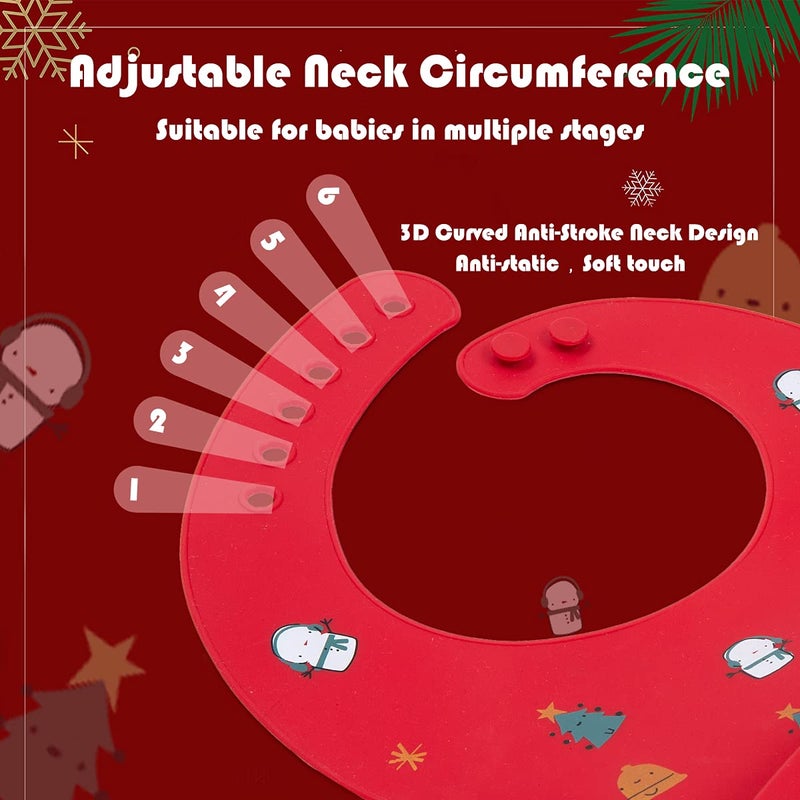 Little Dimsum Baby Bib Silicone Adjustable Waterproof - Soft Comfortable Feeding Bib with Food Catcher for Infants and Toddlers, Easy-Clean Design - Image 3